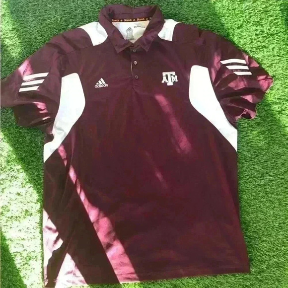 Adidas Mens Texas ATM Aggies Climacool Golf Polo Shirt red  Short Sleeve 2XL - Picture 1 of 4